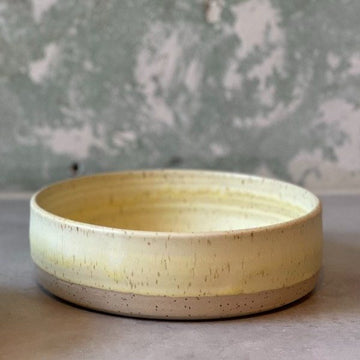 Ember art pottery // Handmade dog bowl (light yellow)