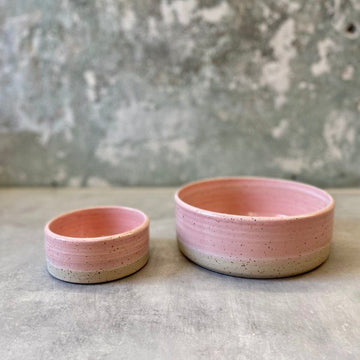 Ember art pottery // Handmade dog bowl (light pink)