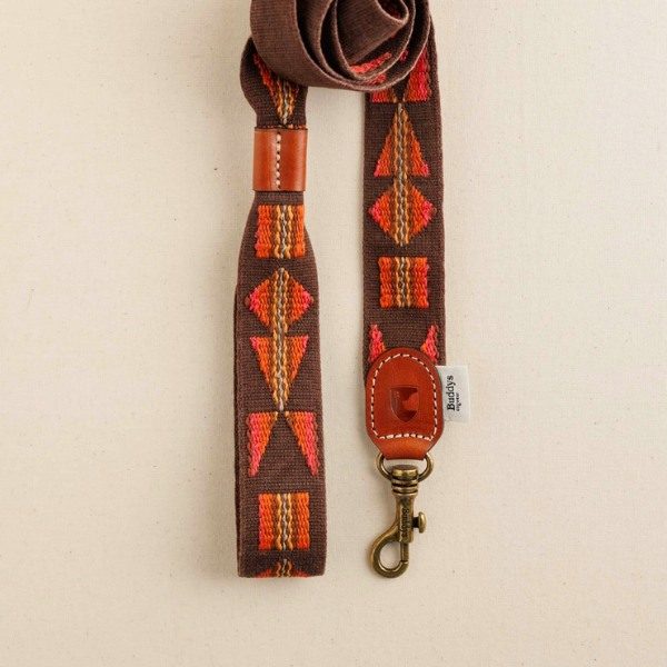 Buddys Dogwear Etna Brown // Wide and light leash (brown/orange)
