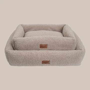 Drew's Dogwear Nuna // Teddyblød & vaskbar hundeseng med memoryfoam (taupe)