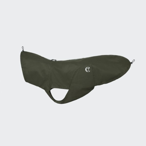 Cloud7 Dublin // Dog rain jacket with harness opening (dark olive)