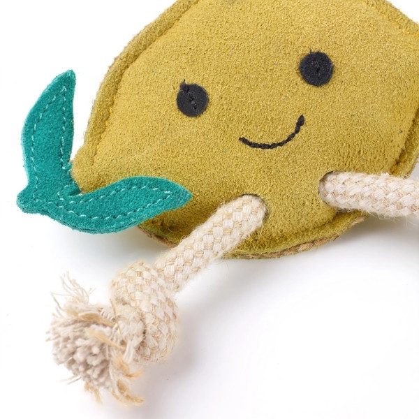 Lippy The Lemon // Suede dog toy for small dogs and puppies