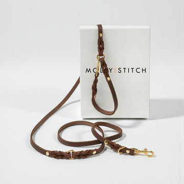Butter Classic // Adjustable dog leash in soft leather (dark brown)