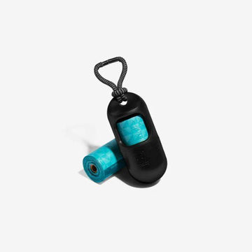 Zee.dog Black // Poop bag dispenser with reflective rope (black)
