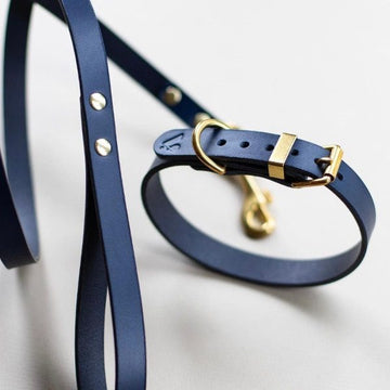 Classic Collar // Classic leather dog collar in navy