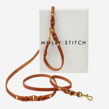 Butter Sahara // Adjustable dog leash in soft leather (cognac)
