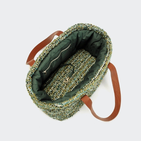 Cloud7 Verona // Luxury dog bag in wool (jacquard green)