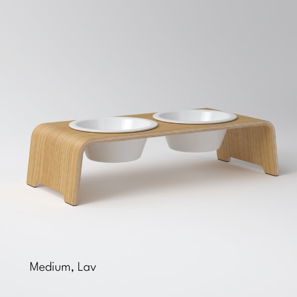 DogBar, Porcelain Bowls // Feeding station for water and food (light oak)
