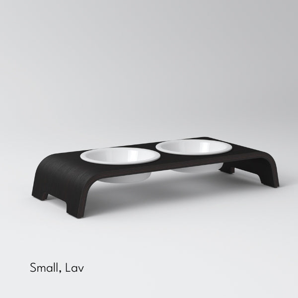 DogBar, Porcelain Bowls // Feeding station for water and food (dark oak)