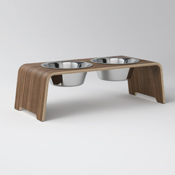 DogBar, Steel bowls // Feeding station for water and food (walnut)