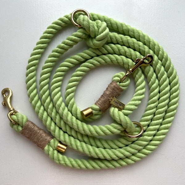 Drew's Dogwear Lime // Soft rope braided dog leash (green)