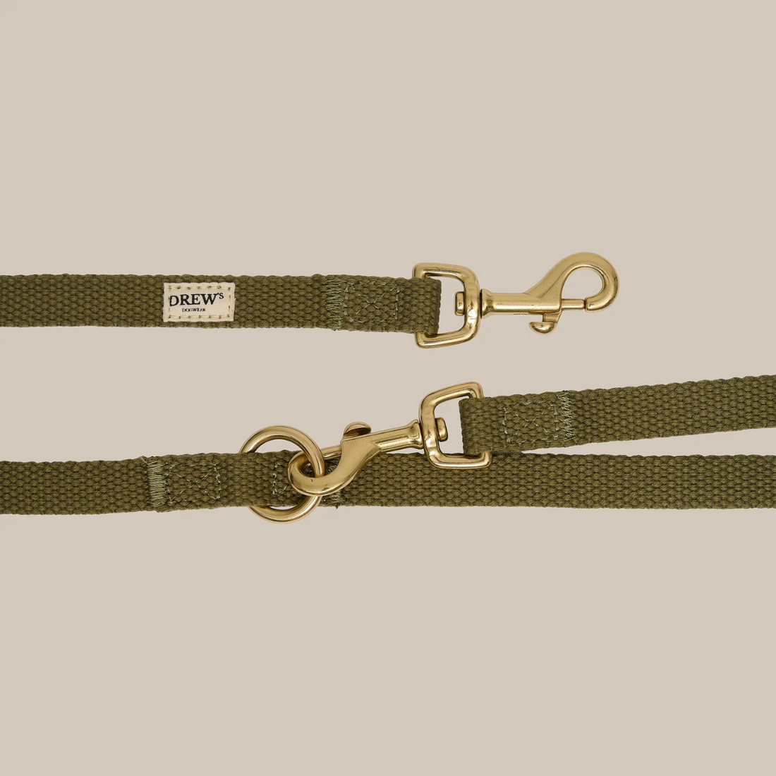 Drew's Dogwear Olive // Adjustable cotton dog leash (green)