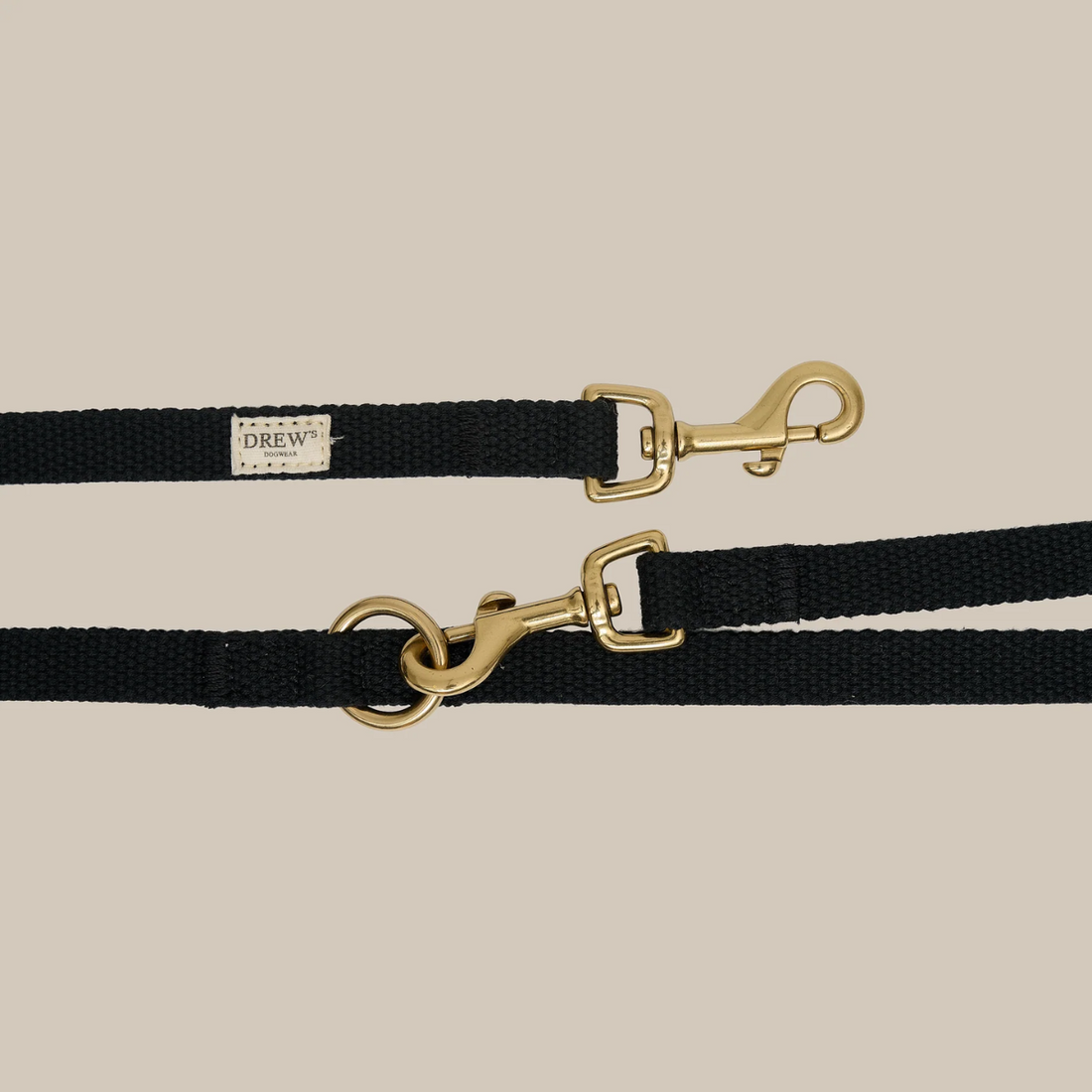 Drew's Dogwear Black // Adjustable cotton dog leash (black)
