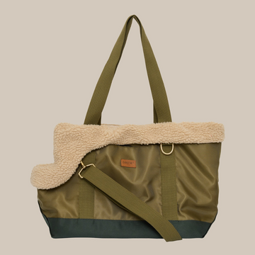 Drew's Dogwear Olive // Dog bag with teddy lining (limited edition)