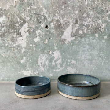 Ember ceramic sea deep // Handmade ceramic dog bowl (blue-gray)