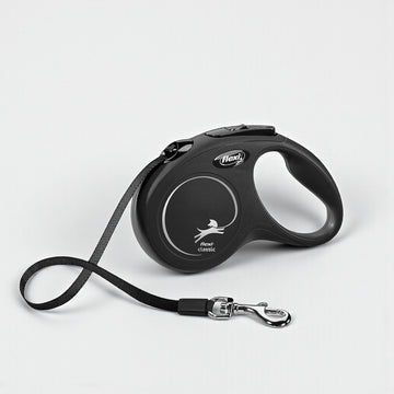 Flexi // Black retractable leash with ribbon