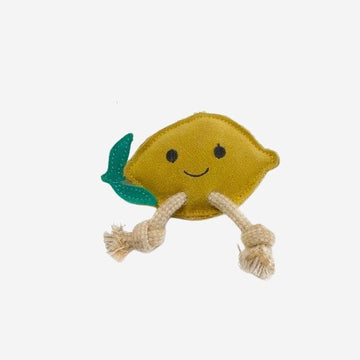Lippy The Lemon // Suede dog toy for small dogs and puppies