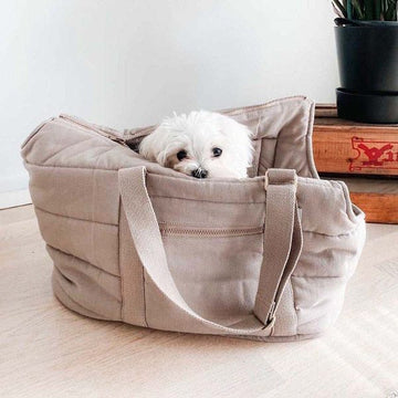 Tadazhi Rio // Organic cotton dog carrier bag (dark sand)
