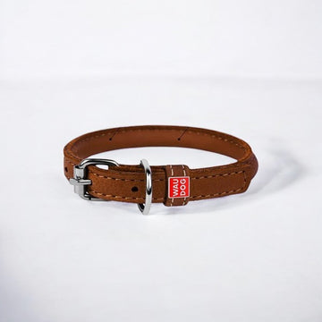 Waudog // Round leather collar (cognac)