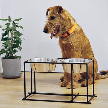 Bauhaus black // Geometric stand with two bowls