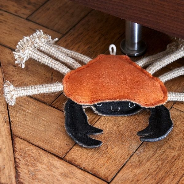 Carlos the Crab // Suede and Jute, natural dog toy