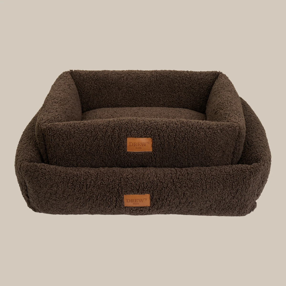 Drew's Dogwear Nuna // Teddyblød & vaskbar hundeseng med memoryfoam (brun)