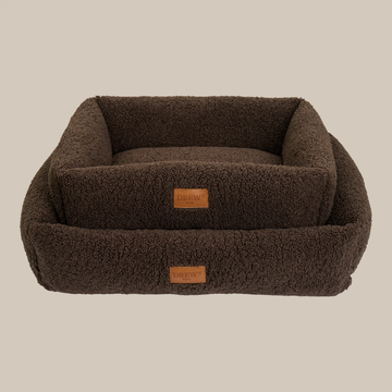 Drew's Dogwear Nuna // Teddyblød & vaskbar hundeseng med memoryfoam (brun)