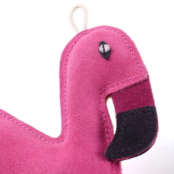 Floyd The Flamingo // Natural rope and suede dog toy