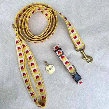 Puppy kit // Puppy collar, puppy leash and dog tag (fries)