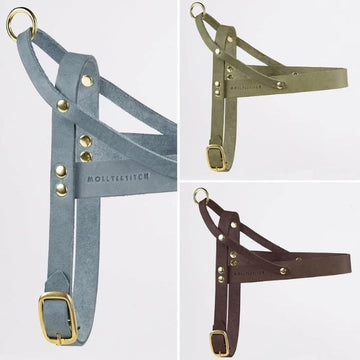 Butter Classic // Classic dog harness in soft leather (dark brown)