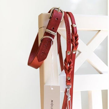 Butter Red // Soft leather dog collar (red)