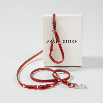 Butter Red // Adjustable dog leash in soft leather (red)