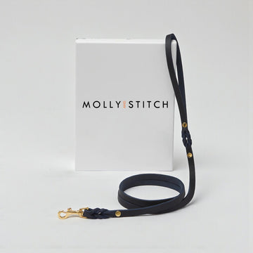 Butter Navy City Leash // Classic city dog leash in soft leather (dark blue)