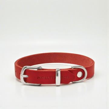 Butter Red // Soft leather dog collar (red)