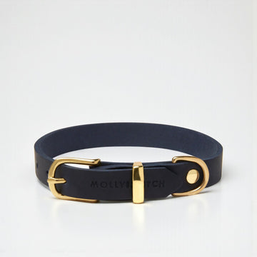 Butter Navy // Soft leather collar (navy blue)