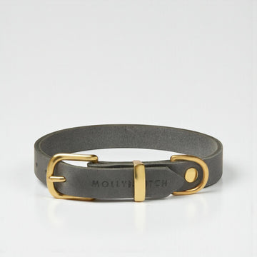 Butter Timeless // Soft leather dog collar (gray)