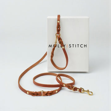 Butter Sahara // Adjustable dog leash in soft leather (cognac)