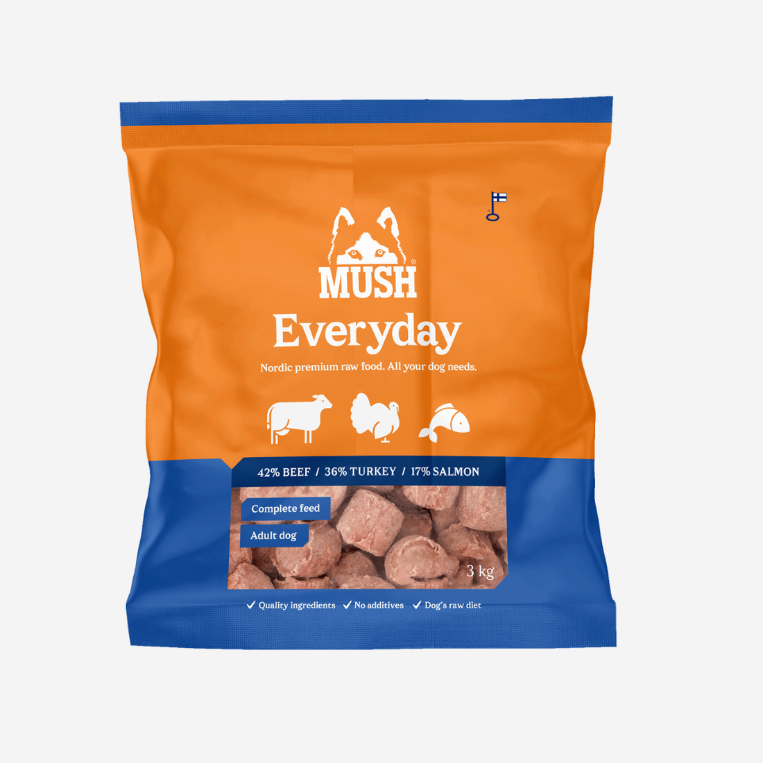 Mush Everyday Blue // Barf med ekstra gode fedtsyre til hud og pels (frost)