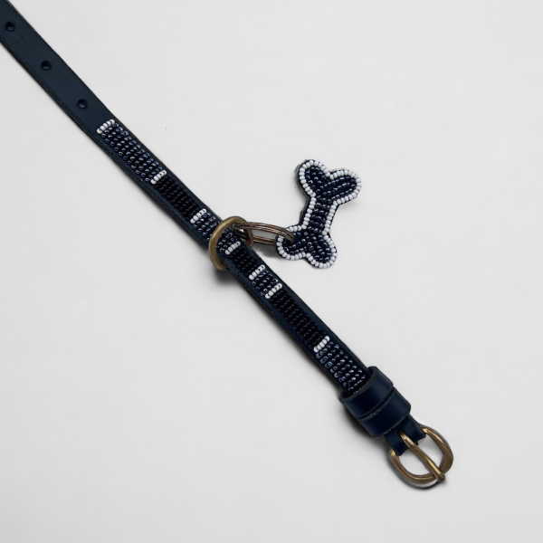 Zinj Rafiki black micro // Handmade dog collar with beads (20-27 cm)