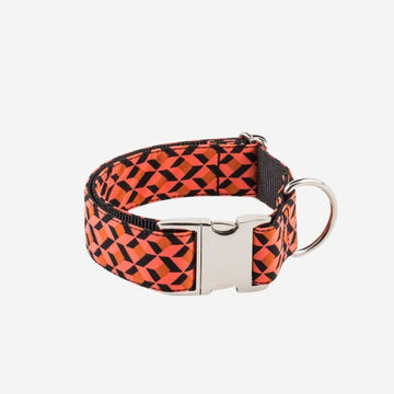 Brott Er // Handmade dog collar (geometric orange)