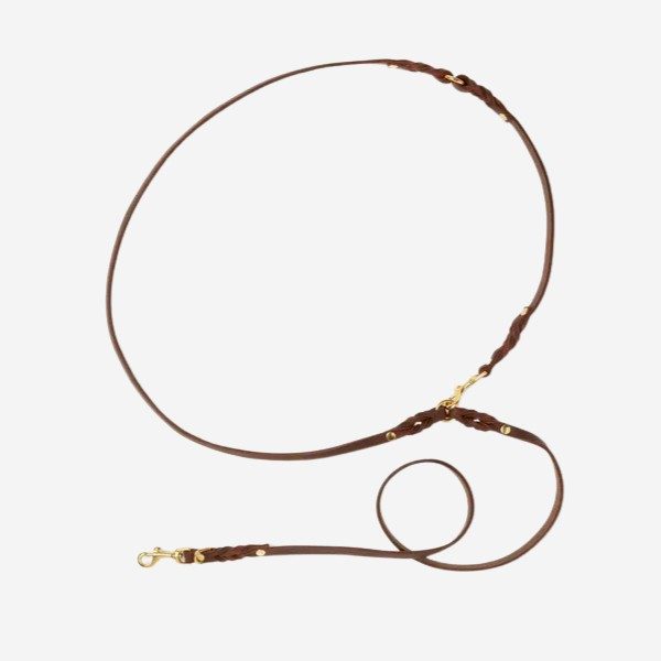 Butter Classic // Adjustable dog leash in soft leather (dark brown)