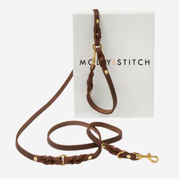 Butter Classic // Adjustable dog leash in soft leather (dark brown)