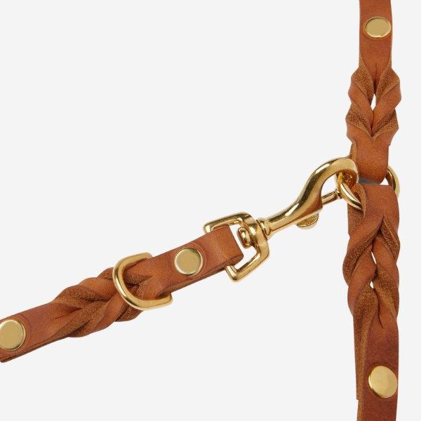 Butter Sahara // Adjustable dog leash in soft leather (cognac)