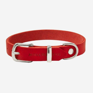 Butter Red // Soft leather dog collar (red)