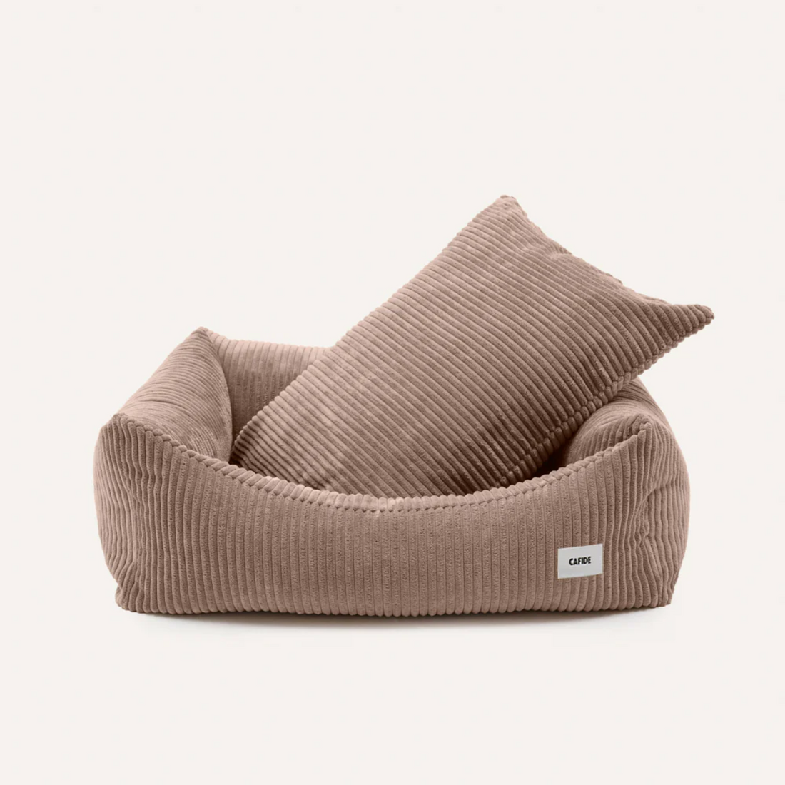 Cafide Snozy // Blød og vaskbar hundeseng i fløjl (beige)