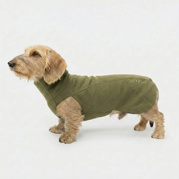 Cloud7 ACTIVE Body Warmer, Dachshund // Lightweight and warm fleece sweater for dogs (khaki)
