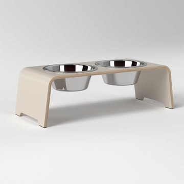 dogBar, Steel Bowls // Food and water bowl stand (beige)