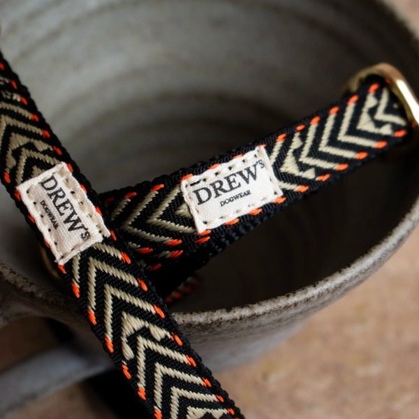 Drew's Dogwear Bright Orange // Adjustable collar (beige/orange)
