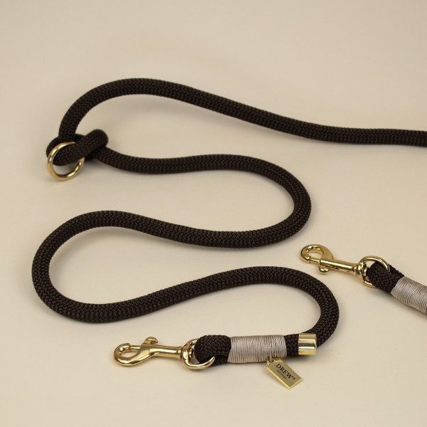 Drew's Dogwear Espresso // Adjustable and soft rope leash (dark brown)