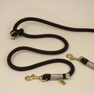 Drew's Dogwear Espresso // Adjustable and soft rope leash (dark brown)